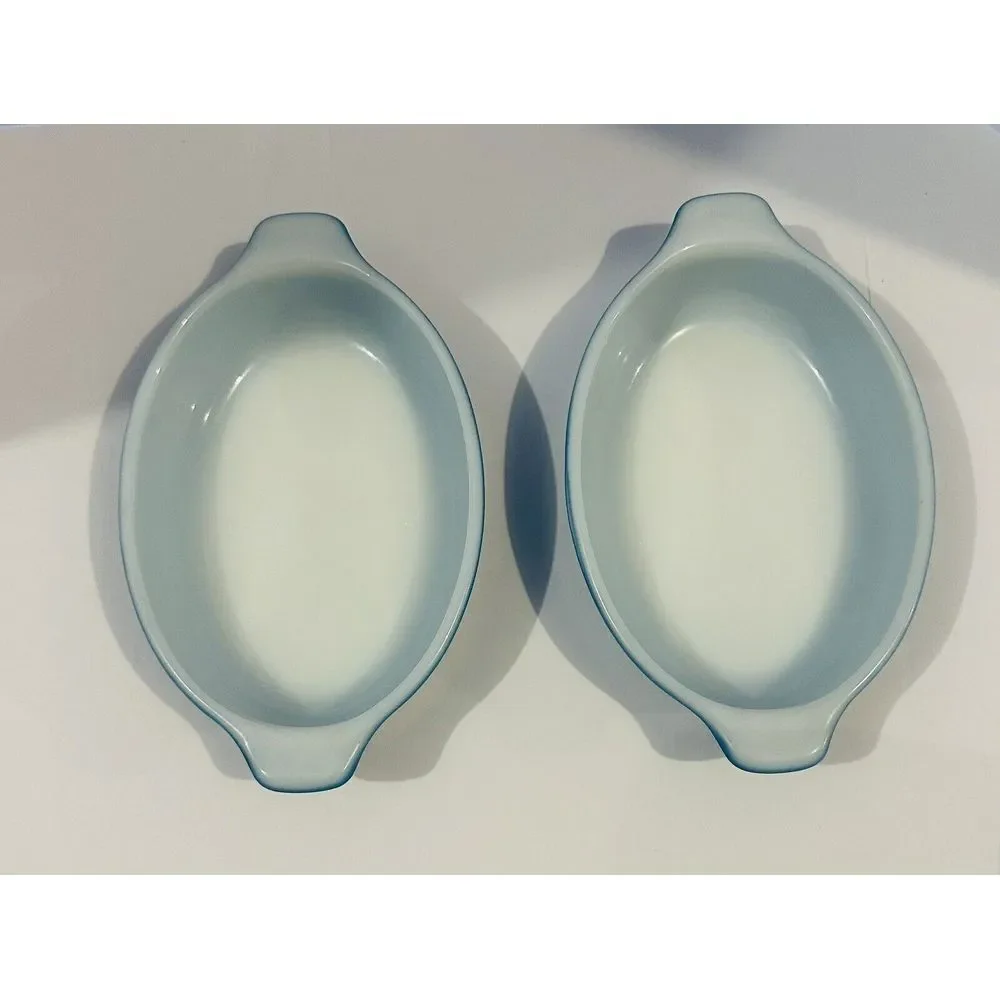 Vintage PYREX Tableware Corning  700  Oval Dish  10 oz.  BLUE  Overall  7x4 inch - Picture 5 of 7